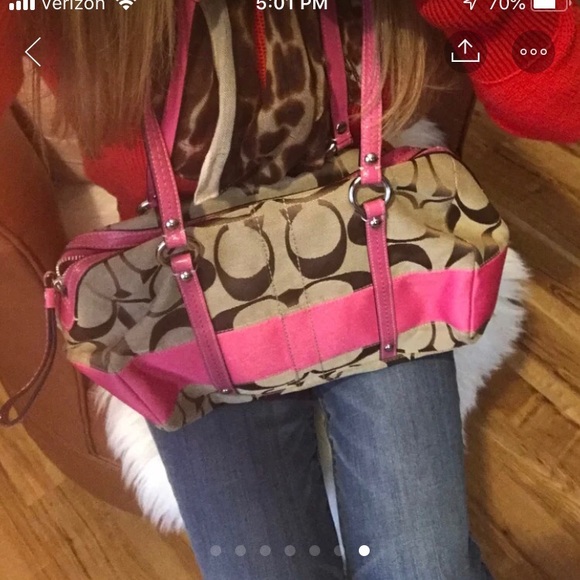 Coach Shoulder bag. Pink and tan. - Picture 2 of 7